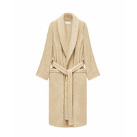 Peignoir de luxe en coton éponge, col châle, naturel, pour usage quotidien, style enveloppant pour femme, avec logo personnalisé, toutes saisons