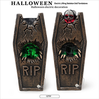 Décoration de Tombe Électrique Lumineuse et Sonore pour Halloween : Poupée Squelette Réactive au Son, Ornement Effrayant pour Maison Hantée