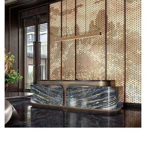 Стильная стойка регистрации для парикмахерской и салона красоты мебель из натурального массива мрамора стойка регистрации грубый блок - Product Image 4