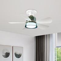 Ventilateur de plafond LED portable avec douille E27, 5 pales, télécommande, moteur DC 4 vitesses, intensité variable, faible bruit, en plastique