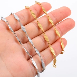 Collier fin en acier inoxydable avec chaîne à maillons de poisson pour femmes et hommes, couleur argent/or, bijoux créatifs, cadeau - Product Image 4