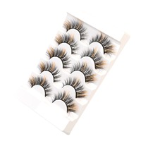 5 paires de faux cils colorés de style festif, en fibres synthétiques, style européen et américain, en stock
