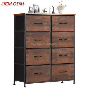 Houten Hoge Borst Organizer Unit Zwart Dressoir Stof Opbergtoren Met Opbergladen Dressoir Voor Slaapkamer