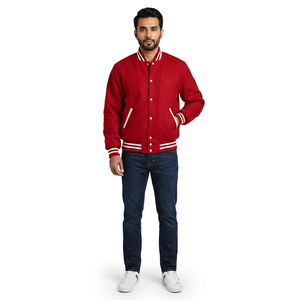2026 Spliced Winter <b>Men's</b> <b>Letter</b> Embroidery Front Logo 100% Cotton Outerwear Varsity Baseball <b>Jacket</b> - Product Image 1