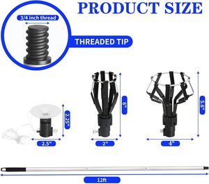 Haojingyi - Barra Telescópica <span class=keywords><strong>de</strong></span> 3 Vías <span class=keywords><strong>de</strong></span> 12 pies con Cestas para Remover Luces Empotradas y Cambiar Bombillas en Techos Altos - Product Image 3