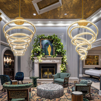 Luxe Led Rond Grand Or Classique Cristal Escalier Villa Lustre Lampe pour Hôtel Hall Banquet Hall Suspension Suspendue