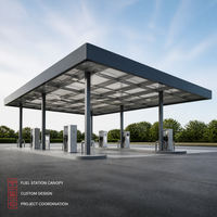 Structure en acier préfabriquée pour station-service, auvent métallique pour station-service, toit personnalisé, construction de abri commercial