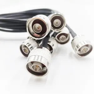 Adaptador coaxial RF personalizado de alta qualidade, conector macho N para cabo macho LMR195 LMR240 LMR400 RG58 de ângulo N