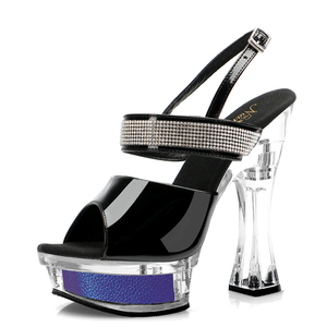 Sandali in cristallo Stripper da 14cm di atmosfera esotica per Nightclub in stile gotico Plus Size Drag Party modello da passerella - Product Image 6