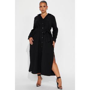 Nuevo Diseño Vestido Casual de Mujer de Alta Calidad con Botones al Frente, Cintura Ajustable, Aberturas Laterales Altas, Sin Elasticidad y Mangas Largas - Product Image 5