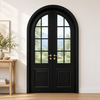 DEMEA Portes intérieures en bois massif de style français à double vitrage arqué de haute qualité, insonorisées, pour les halls, les salons, les appartements