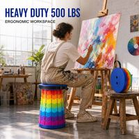 Tabouret télescopique pliable à boucle ronde, couleur arc-en-ciel, pour la maison, le bureau, le dortoir, la pêche, la file d'attente, l'extérieur