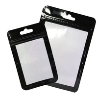 Sacs à fermeture éclair en mylar transparent à fente euro avant écologique Emballage en plastique encadré noir/blanc pour accessoires électroniques comestibles