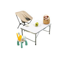 Table pliante portable en alliage d'aluminium blanc 90x60x40/70cm, design moderne, forme rectangulaire, mobilier de camping extérieur