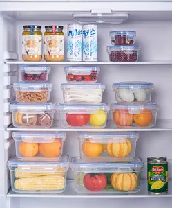 Petit conteneur alimentaire en plastique PP, transparent, facile à ouverture, hermétique, pour le rangement des aliments, 5 jeux pour organiser le réfrigérateur