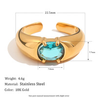 Bague ouverte en acier inoxydable avec zircon en forme d'œuf de pigeon pour femme, bijoux minimalistes ajustables pour femme, résistants à l'eau, anti-ternissement, cadeau