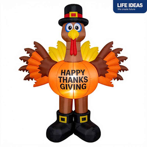Pvc Advertising Inflatables 6 FT Thanksgiving Inflatable Turkey LED Lighted with Pilgrim Hat for Indoor Garden Lawn Party Decor - Product Image 1