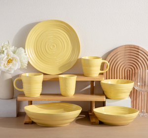 Wholesale Custom Pastel Swirl Ceramic <b>Dinner</b> <b>Set</b>, Colorful Ribbed Stoneware Tableware, Free Design & Logo Available For Wedding - Product Image 2