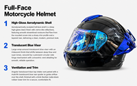 Casque de moto intégral Zoom-Lon Classic ECE Standard pour homme avec protections d'oreilles amovibles et lavables, visière, matériau ABS, tailles XS-XXL