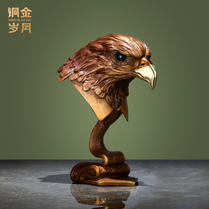 Ornement en laiton tête d'aigle, artisanat en cuivre, fait main, objet d'art décoratif, cadeau pour les élus - Product Image 3