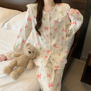 <span class=keywords><strong>Genki</strong></span> – chemise de nuit légère pour femmes, avec col Peter Pan et manches longues, nouvel ensemble de vêtements de maison, printemps/automne - Product Image 6