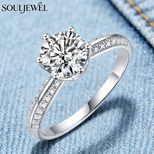 Bague de Fiançailles Souljewel de Luxe en Argent 925 Plaqué Rhodium avec Moissanite Certifiée GRA pour Femme, Coupe Brillante, Idéale pour Mariage et Promesse - Product Image 1