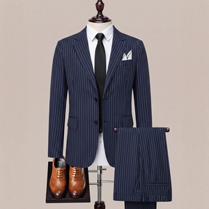 <span class=keywords><strong>Costume</strong></span> de bureau pour <span class=keywords><strong>homme</strong></span> rayé bleu marine en gros, <span class=keywords><strong>costume</strong></span> formel pour <span class=keywords><strong>homme</strong></span> de haute qualité en 2 pièces - Product Image 1