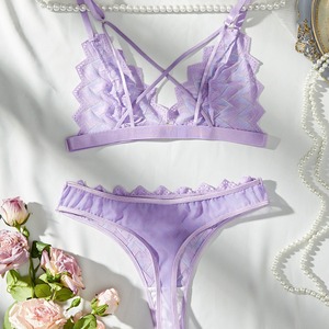 Hot Selling New Hollowed Out Embroidered Lingerie Sexy <b>Perspective</b> Women's Lingerie Two-piece Set Women's Sexy Lingerie - Product Image 2