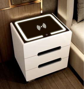 YQ FOREVER Modern Wooden <strong>Smart</strong> Bedside Table Cabinet with Touch Screen Light 3 Drawers for Home Living Bedroom <strong>Furniture</strong> - Product Image 4