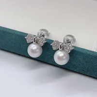 Pendientes de estilo sencillo y elegante para mujer, aretes de perla de mar redonda Natural de alta calidad y oro de 14K