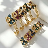 Gelang Manset Berbentuk Pita dengan Zirconia Kubik Berwarna-warni, Berlapis Emas, Berongga, Berenda, Gelang Pita Mewah, Perhiasan Kristal Wanita Langsung dari Produsen