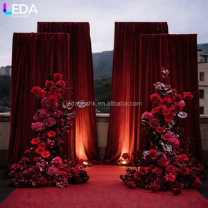 ผ้าม่านฉากหลังงานแต่งงานดีไซน์ใหม่ของ LEDA ผ้าม่านฉากหลังสีแดงสำหรับงานแต่งงาน - Product Image 2