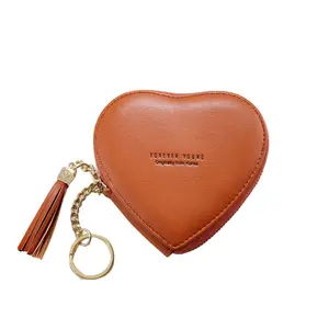 Porte-monnaie en forme de cœur pour femme, petit portefeuille en cuir avec clip porte-clés, porte-monnaie pour les courses, les rendez-vous et les voyages - Product Image 6