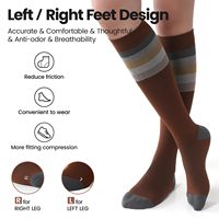 Chaussettes de compression en bambou personnalisées avec logo, 15-20 mmHg, mi-hautes, unisexes, respirantes, imprimées, pour le voyage, le sport, à compression graduelle