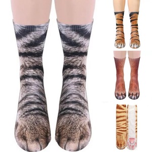 Chat chien pied sabots 3D Animal patte drôle créatif dessin animé impression antibactérien décontracté équipage chaussettes <span class=keywords><strong>pour</strong></span> hommes femmes automne - Product Image 2