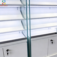 Vitrine professionnelle pour magasin de téléphonie mobile, cadre en aluminium, bandes LED, présentoir moderne pour électronique, utilisation en centre commercial, robuste