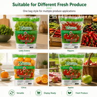 Fabrikant aangepaste logo transparante plastic verpakkingen voor groenten en fruit, wicketzakken, food grade CPP trapezium sla zakken