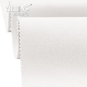 Tecido elástico elástico de sarja escovado, tecido branco de sarja personalizado 98 algodão 2