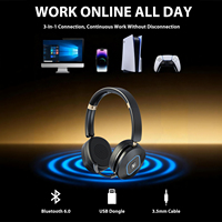 Casque de bureau sans fil BT avec microphone, réduction de bruit ENC, connexion à deux appareils