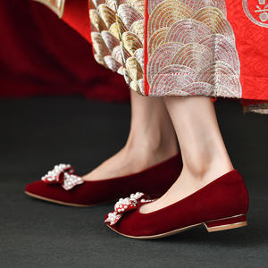 999-5Xiuhe Chaussures plates de mariage pour femmes Conception pointue confortable <span class=keywords><strong>Grande</strong></span> <span class=keywords><strong>taille</strong></span> pour les femmes enceintes Ces larges pieds gras pour l'été - Product Image 3