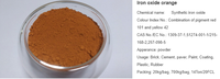 Approvisionnement orange d'oxyde de fer, brique de couleur avec poudre de pigment orange de fer, matériau colorant rouge orange
