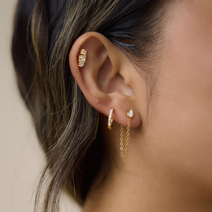 Ensemble de 3 paires de boucles d'oreilles J&D Jewelry en acier inoxydable plaqué or 18 carats, avec zircon cubique taille poire et pampilles, pour femmes - Product Image 4