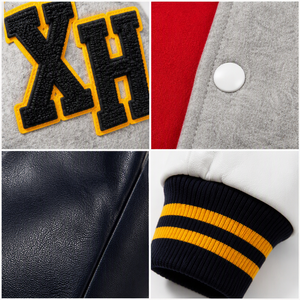 Custom Letterman Varsity <b>Jacket</b> <b>Men</b> Leather Sleeve Chenille Patch Wool Blend Colorblock <b>Baseball</b> Bomber Coat - Product Image 4