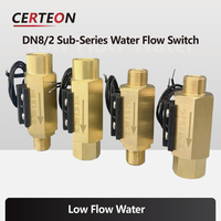 Low Flow Water Flow Meter Sensor Liquid Flow Meter Magnetic Brass Flow Switch Normally Open 1.5-3L/min G3/4 G1/2 G3/8 G1/4