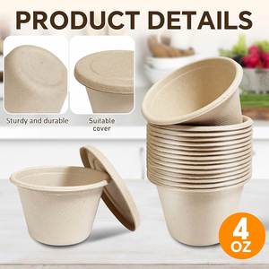 Wholesale Biodegradable Sugarcane Bagasse Pulp Paper Single Wall <b>Disposable</b> Party <b>Cups</b> with PS Lids to Go Containers - Product Image 3