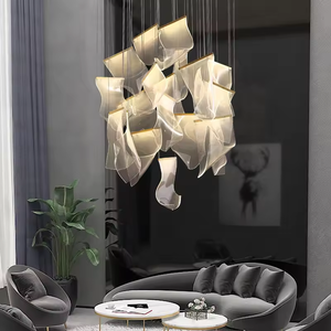 Candelabro personalizado decorativo para el hogar Escalera moderna Lámpara colgante LED acrílica para bodas - Product Image 3