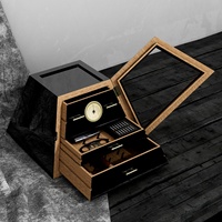 Humidor à cigares de bureau en cèdre espagnol, fait main, haute brillance, avec logo personnalisé, pour stockage en gros, en promotion