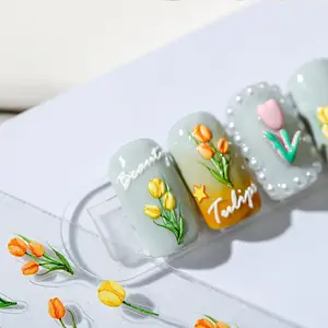 Rilievo e grafica vari modelli art sticker simpatici adesivi per unghie per unghie di bellezza