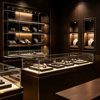 Vitrine Ronde Personnalisée pour Bijoux avec Éclairage LED, Comptoir de Présentation en Verre Stratifié pour Magasin