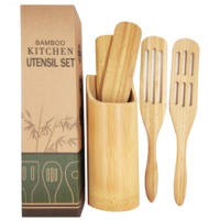 Joye Natural Kitchen Cooking Tools AA Salad Porridge Spurtles Set Bamboo Wooden Spurtles 5-Piece Eco-Friendly